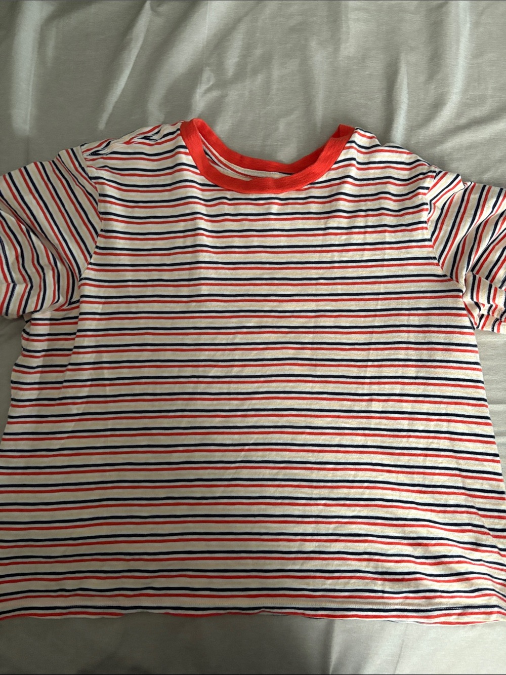 aerie Short Sleeve Striped Tee - White, Red & Navy